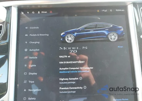 2016 Tesla Model S 60/70/75/85 из США, поврежденный, VIN 5YJSA1E14GF129397